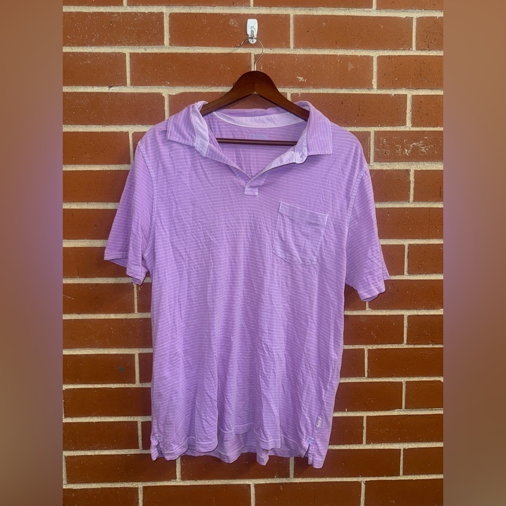 Vineyard Vines Island Polo Purple Stripe Men’s Medium Preppy Short Sleeve